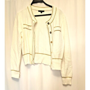 adrianna papell sweater Gold Button Cream Ivory cardigan nwot Nice!